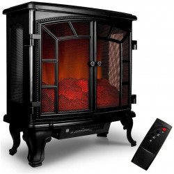 Monzana Chimenea Eléctrica Efecto Llama LED 2000W, 2 niveles de calor, mando a distancia, negro (103241)
