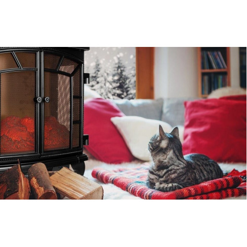 Monzana Chimenea Eléctrica Efecto Llama LED 2000W, 2 niveles de calor, mando a distancia, negro (103241)