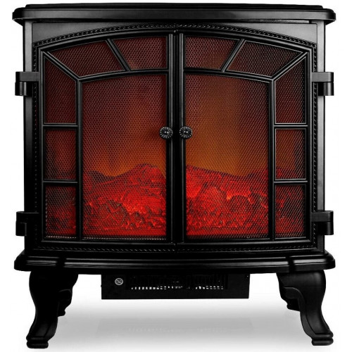 Monzana Chimenea Eléctrica Efecto Llama LED 2000W, 2 niveles de calor, mando a distancia, negro (103241)