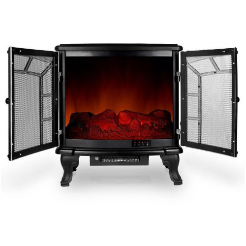 Monzana Chimenea Eléctrica Efecto Llama LED 2000W, 2 niveles de calor, mando a distancia, negro (103241)