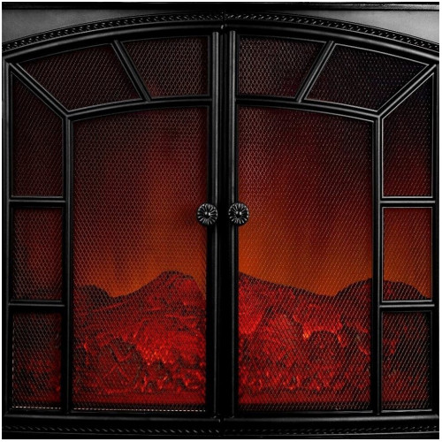 Monzana Chimenea Eléctrica Efecto Llama LED 2000W, 2 niveles de calor, mando a distancia, negro (103241)