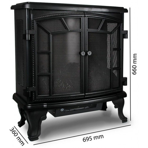 Monzana Chimenea Eléctrica Efecto Llama LED 2000W, 2 niveles de calor, mando a distancia, negro (103241)