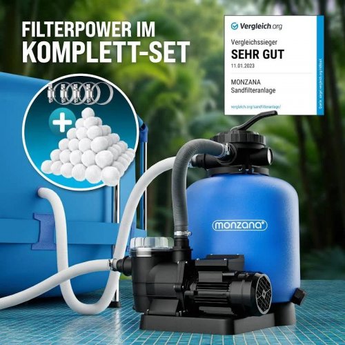 Monzana Depuradora piscina sistema filtro de arena 11.000 l/h 30L