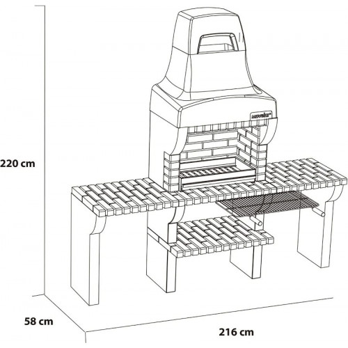 MOVELAR Barbacoa obra carb-len bailen xl plus 2 bancadas c/b