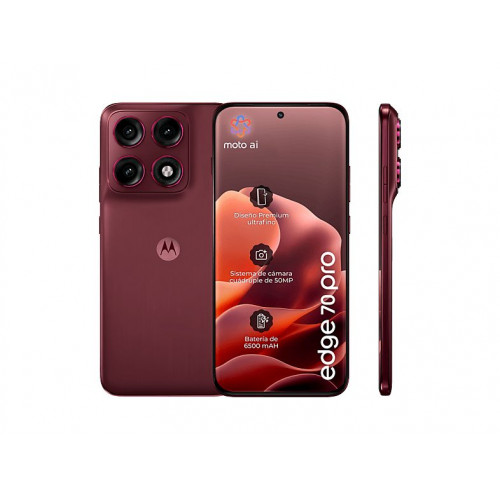 Móvil - motorola edge 70 pro, Zinfandel, 512GB, 12GB RAM, 6.78