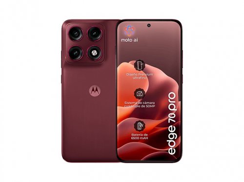 Móvil - motorola edge 70 pro, Zinfandel, 512GB, 12GB RAM, 6.78