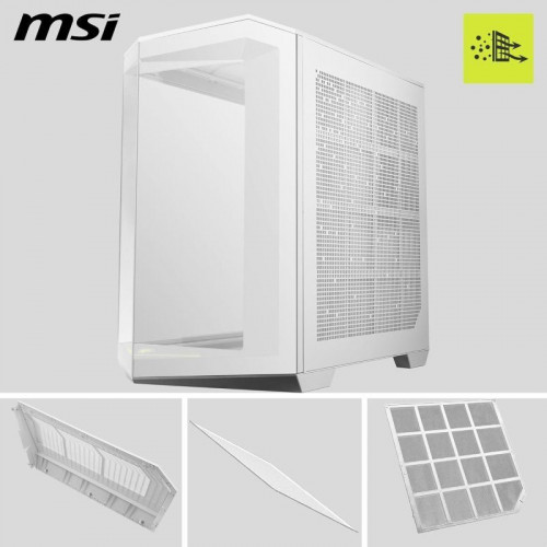 MSI MAG PANO 100R PZ ARGB Semi Torre Doble Cristal Templado USB-C Blanca