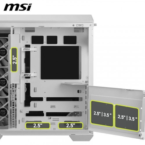 MSI MAG PANO 100R PZ ARGB Semi Torre Doble Cristal Templado USB-C Blanca