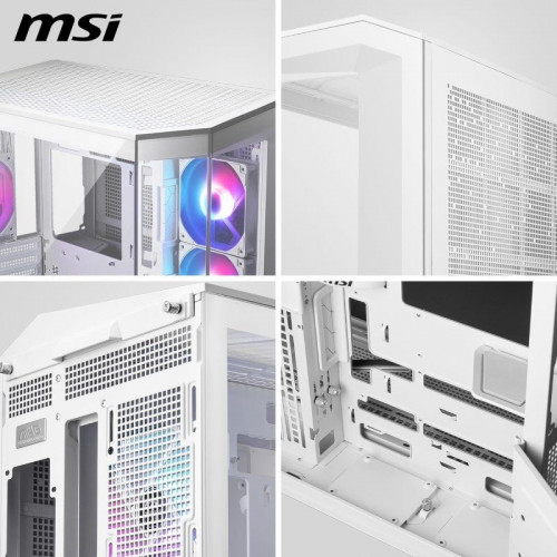 MSI MAG PANO 100R PZ ARGB Semi Torre Doble Cristal Templado USB-C Blanca