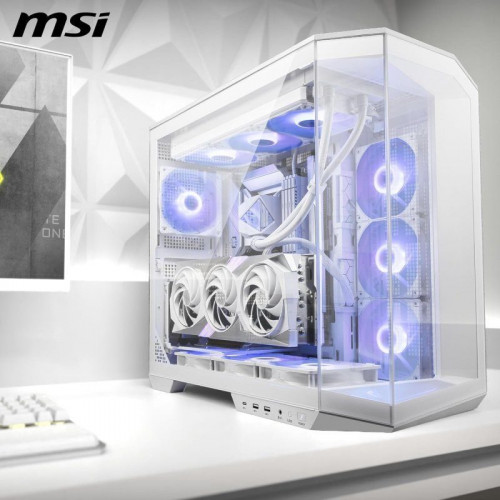 MSI MAG PANO 100R PZ ARGB Semi Torre Doble Cristal Templado USB-C Blanca