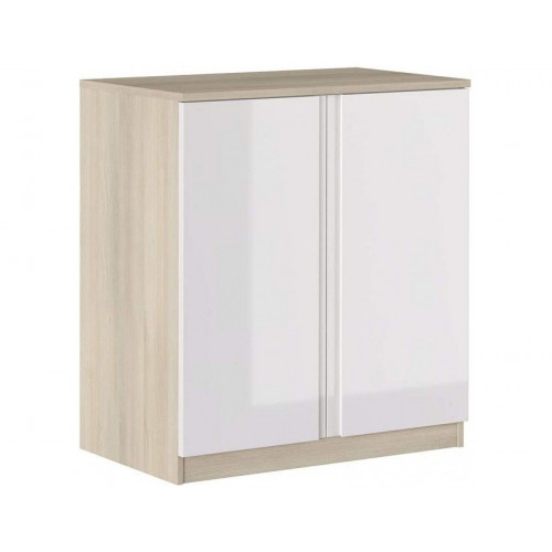 Mueble 87 cm blanco brillo y roble con dos puertas - Cosenza