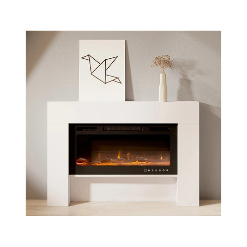 Mueble con chimenea para Salón comedor en Blanco 127,4x21x86,6cm Candela