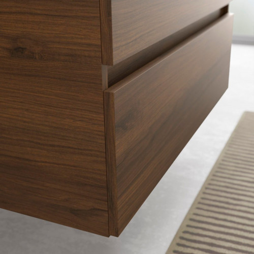 Mueble de Baño BEQUIA 140cm Nogal | Lavabo Toscana Carga Mineral