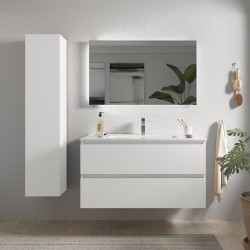 Mueble de baño con 2 cajones y lavabo de porcelana Bequia Salgar Roble