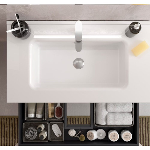 Mueble de baño con 2 cajones y lavabo de porcelana Bequia Salgar Roble