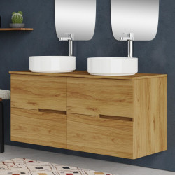 Mueble de baño con lavabo Alda Teca natural 120x45 cm con 4 cajones