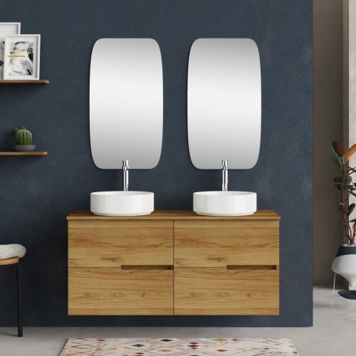 Mueble de baño con lavabo Alda Teca natural 120x45 cm con 4 cajones