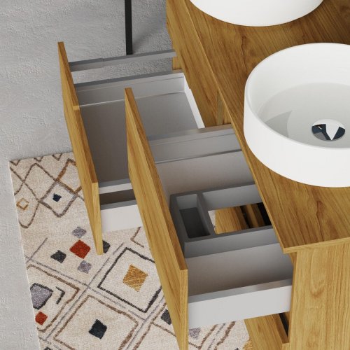 Mueble de baño con lavabo Alda Teca natural 120x45 cm con 4 cajones