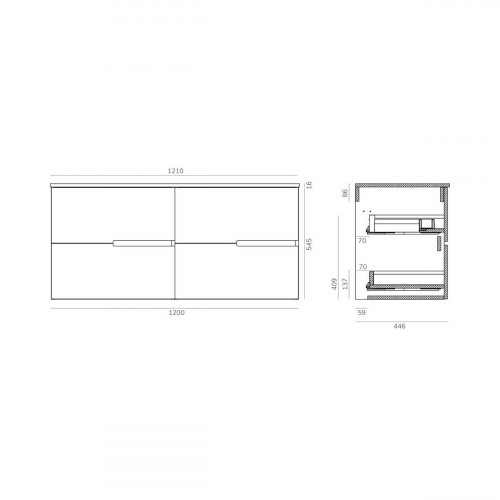 Mueble de baño con lavabo Alda Teca natural 120x45 cm con 4 cajones
