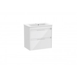 Mueble de baño con lavabo Alpine blanco brillo 58.5x37.4 cm fondo reducido con 2 cajones