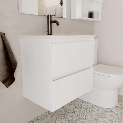 Mueble de baño con lavabo Espacio F39 + Lavabo blanco 60x39 cm fondo reducido con 2 cajones