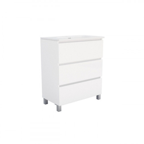 Mueble de baño con lavabo ESPACIO F39 + LAVABO blanco 70x39 cm fondo reducido con 3 cajones
