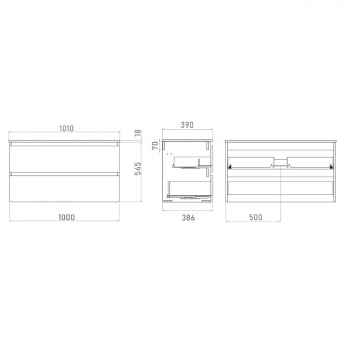 Mueble de baño con lavabo Espacio F39 + Lavabo marrón 100x39 cm fondo reducido con 2 cajones
