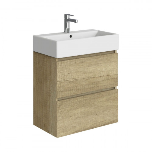 Mueble de baño con lavabo Espacio L olmo mate 60x35 cm fondo reducido con 2 cajones