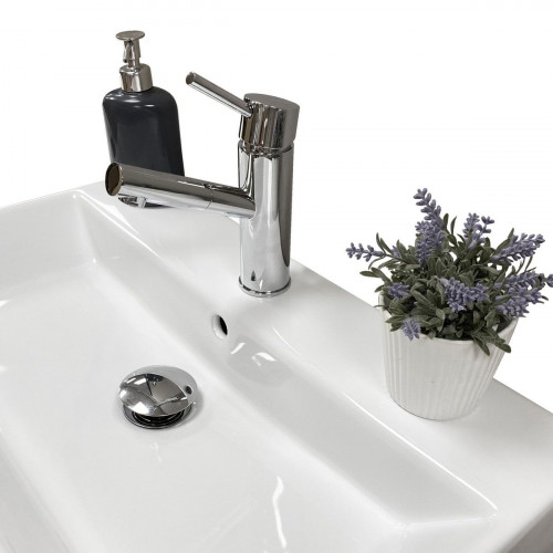 Mueble de baño con lavabo Espacio L olmo mate 60x35 cm fondo reducido con 2 cajones