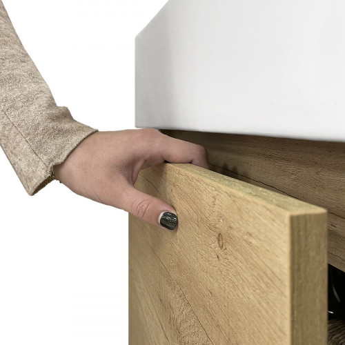 Mueble de baño con lavabo Espacio M olmo mate 45x35 cm fondo reducido con 2 cajones