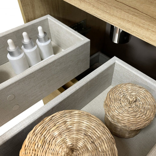 Mueble de baño con lavabo Espacio M olmo mate 45x35 cm fondo reducido con 2 cajones