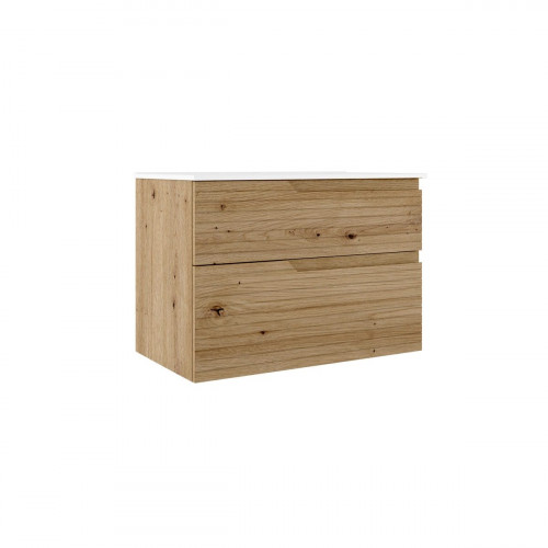 Mueble de baño con lavabo Iris roble mate 80x45 cm con 2 cajones