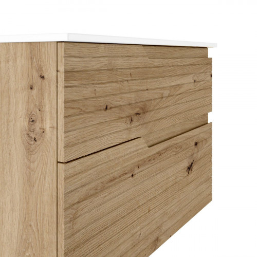 Mueble de baño con lavabo Iris roble mate 80x45 cm con 2 cajones