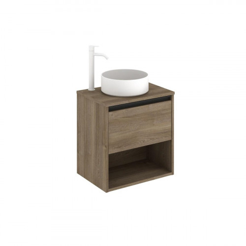 Mueble de baño con lavabo Klein roble oscuro mate 50x35 cm con 1 cajón