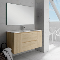 Mueble de baño con lavabo Moon Roble 120x45 cm con 2 cajones 2 puertas