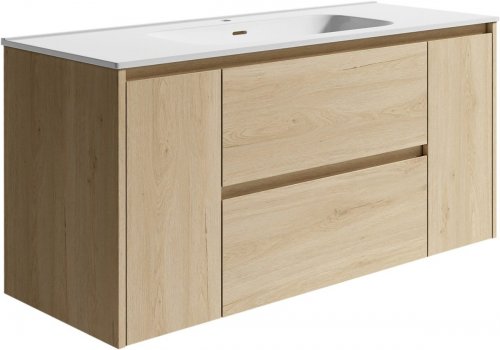 Mueble de baño con lavabo Moon Roble 120x45 cm con 2 cajones 2 puertas