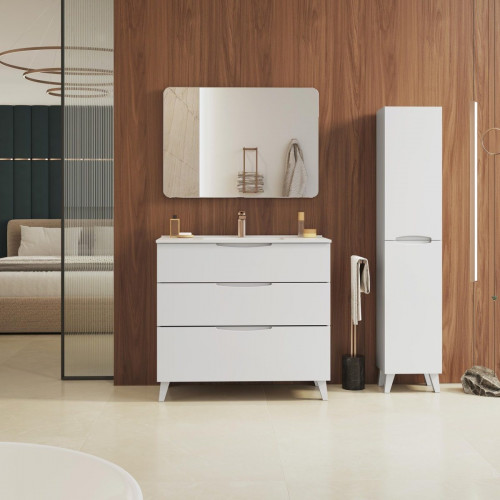 Mueble de baño New asimétrico blanco roto 100x45 cm (lavabo no incluido)