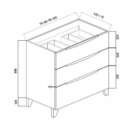 Mueble de baño New asimétrico blanco roto 100x45 cm (lavabo no incluido)