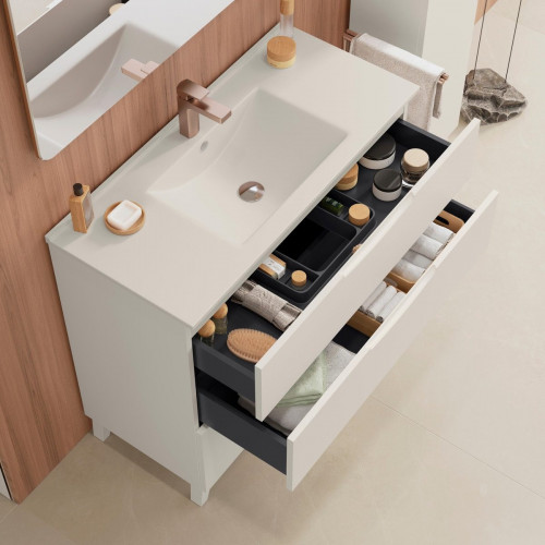 Mueble de baño New asimétrico blanco roto 100x45 cm (lavabo no incluido)