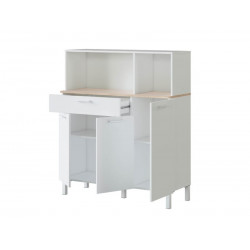 Mueble de cocina 108x40x126 cm blanco mate y roble canadiense con 3 puertas y 1 cajón – Fanaro