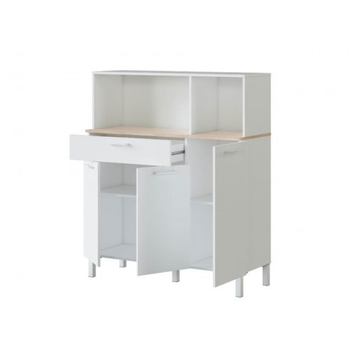 Mueble de cocina 108x40x126 cm blanco mate y roble canadiense con 3 puertas y 1 cajón – Fanaro
