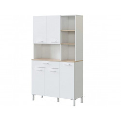 Mueble de cocina 108x40x186 cm blanco mate y roble canadiense con 5 puertas y 1 cajón – Fanaro