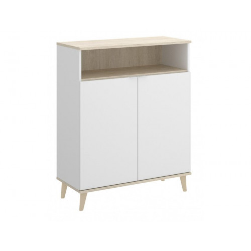 Mueble de cocina 80x40x102 cm blanco mate y roble natural con dos puertas - Gubbio