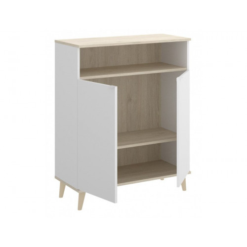 Mueble de cocina 80x40x102 cm blanco mate y roble natural con dos puertas - Gubbio