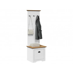 Mueble de entrada con ganchos BODO blanco y marrón 50x40x157 cm