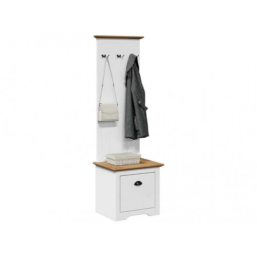 Mueble de entrada con ganchos BODO blanco y marrón 50x40x157 cm