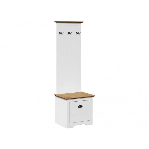 Mueble de entrada con ganchos BODO blanco y marrón 50x40x157 cm