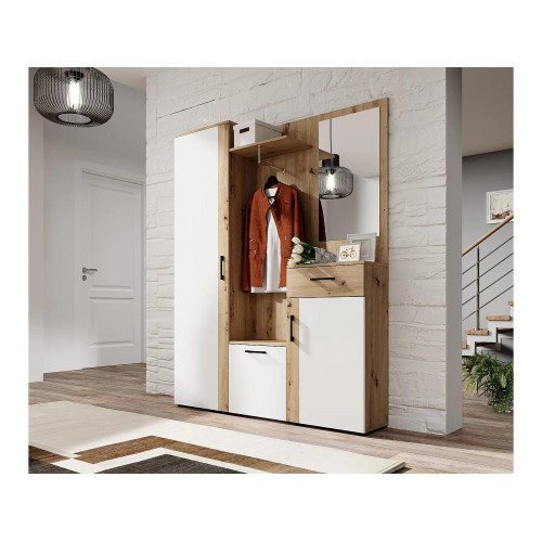 Mueble de entrada Trio roble artesanal / blanco 145 cm