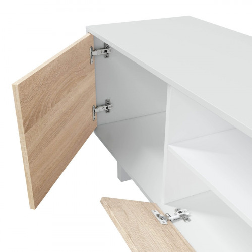 Mueble de salón TV Belus Blanco brillo / Roble 46x200x41 cm (altox anchoxfondo)