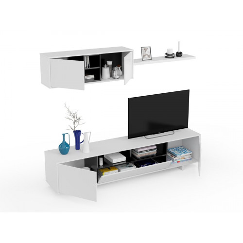 Mueble de salón y TV Varys blanco y gris 46x200x42cm (anchoxaltoxfondo)